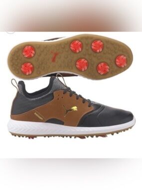 Puma IGNITE PWRADAPT Caged Crafted Golf Shoes 193825-03 Peacoat Brown Mens 11